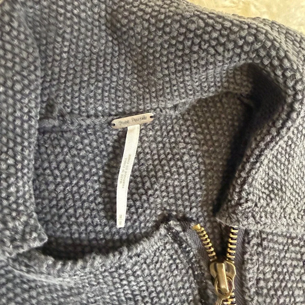Free People Moto Cardigan Womens XS Gray Sweater Zip Edgy Boho Biker Knit